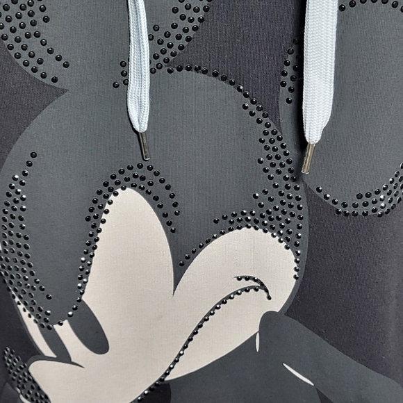 Frogbox Disney Large Angry Mickey tunic length hoodied sweater black white cord - Picture 3 of 6